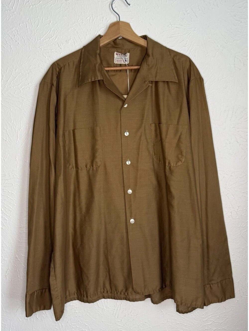 60's VTG McGregor Scotset L/S loop collar shirt X-Large XL burgundy 17-17.5